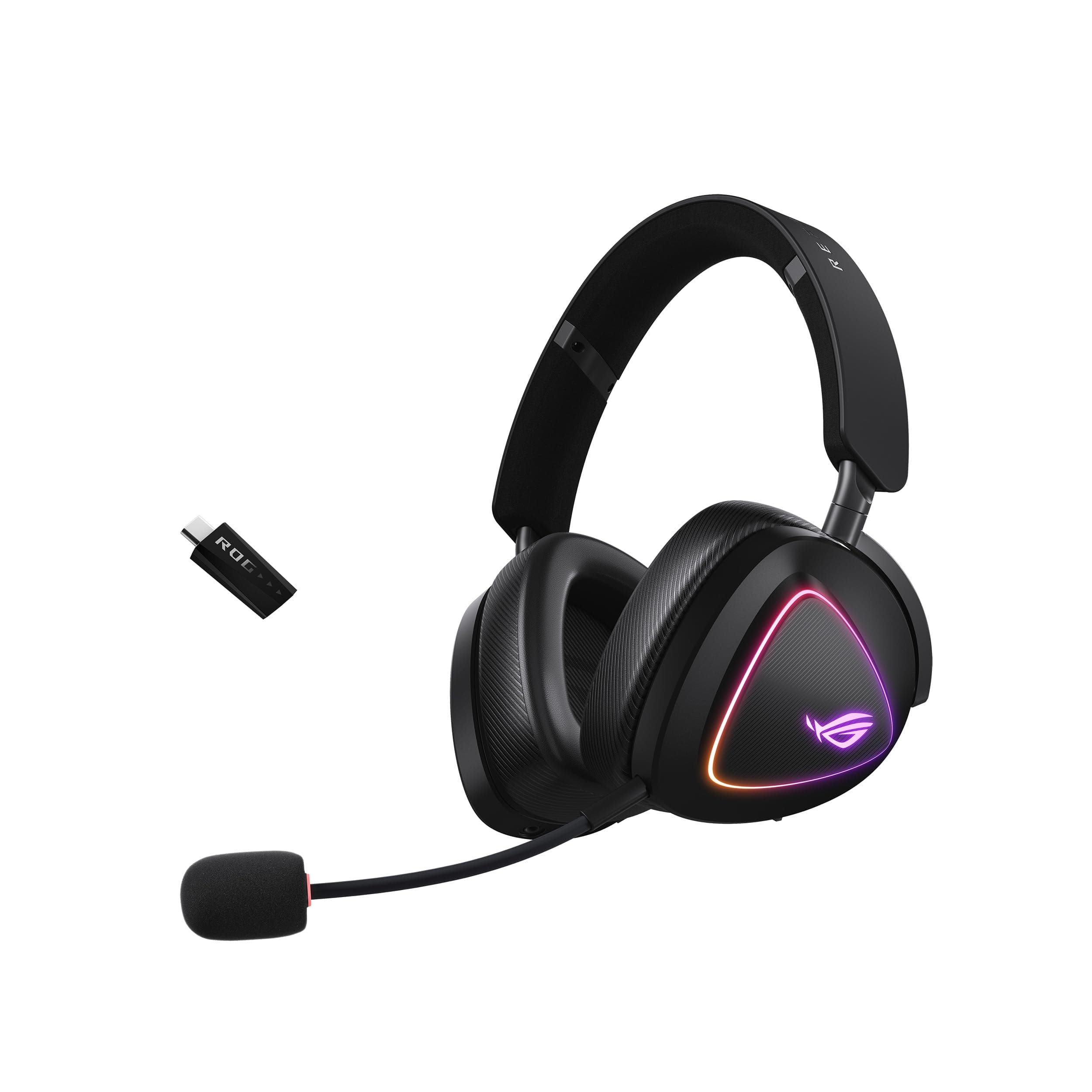Слушалки Asus ROG Delta II, безжични/жични, Bluetooth, USB, Jack 3.5mm, микрофон, гейминг, 50mm титаниеви драйвери, RGB подсветка, 24-bit/96kHz аудио, до 110 часа време на работа, черни