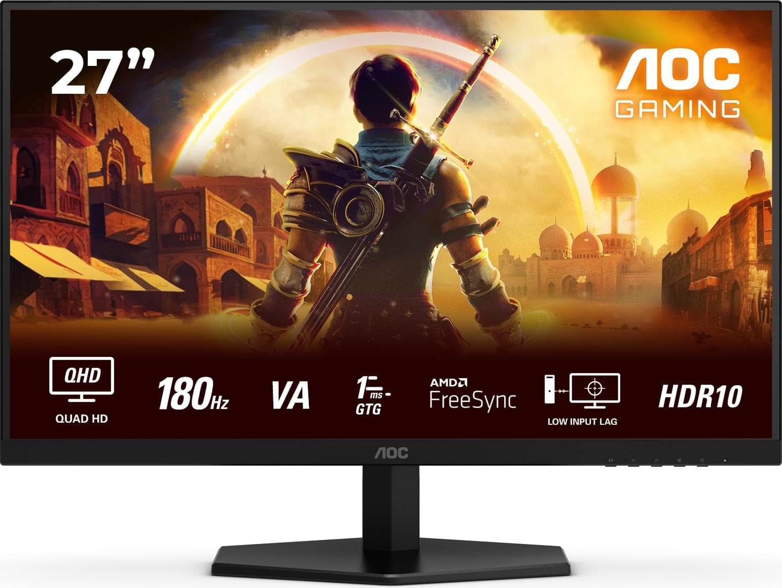 AOC Q27G42XNE, 27" Fast VA WLED, 2560x1440@180Hz, 1ms GtG, 0.5ms MPRT, 300cd m/2, 5000:1, 80M:1 DCR, Adaptive Sync, FlickerFree, Low Blue Light, 2Wx2, Tilt, 2xHDMI, DP