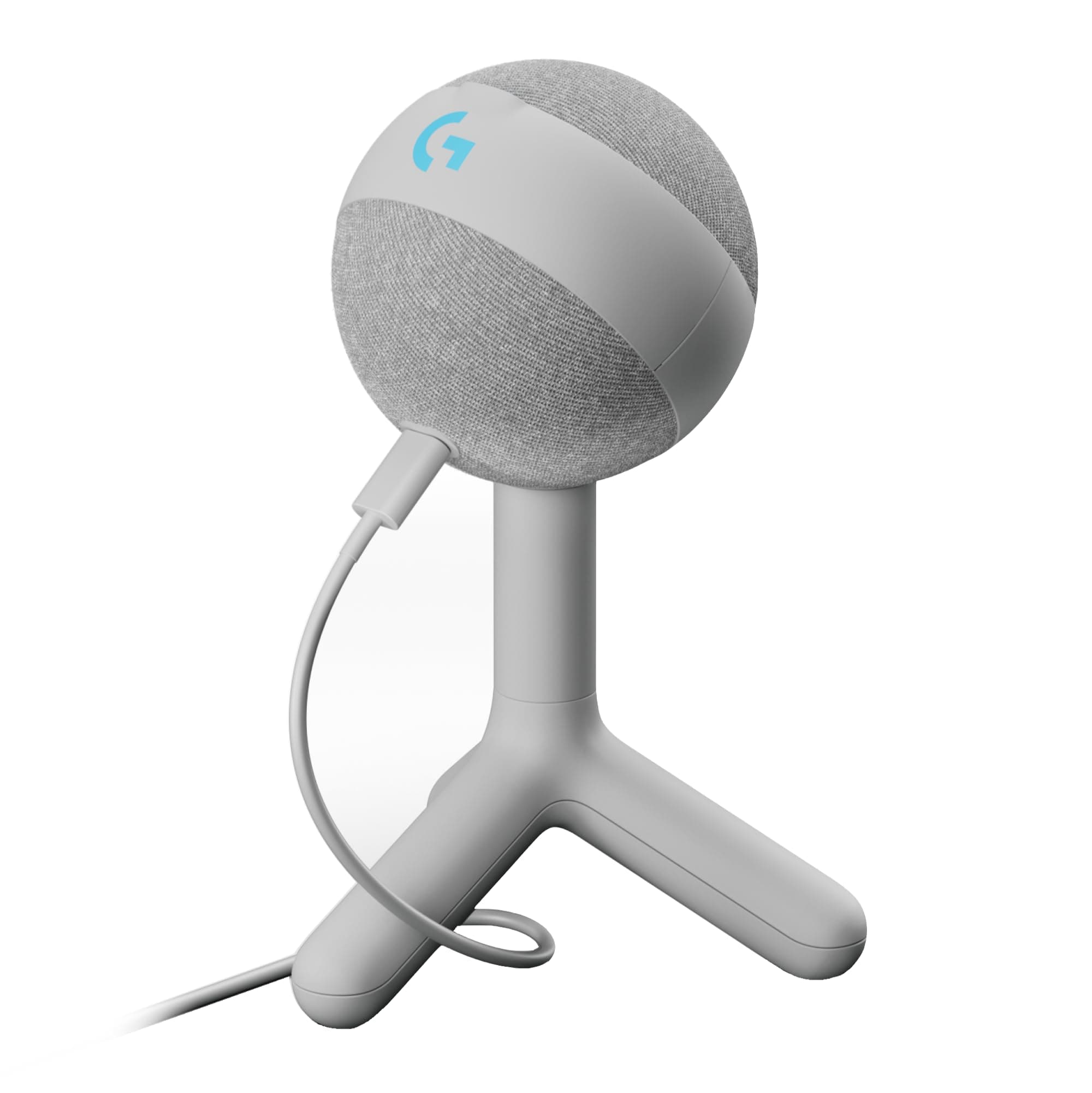 Микрофон Logitech Yeti Orb (988-000558), кондензаторен, кардиоиден, 24-bit/48kHz запис, USB, RGB подсветка, бял