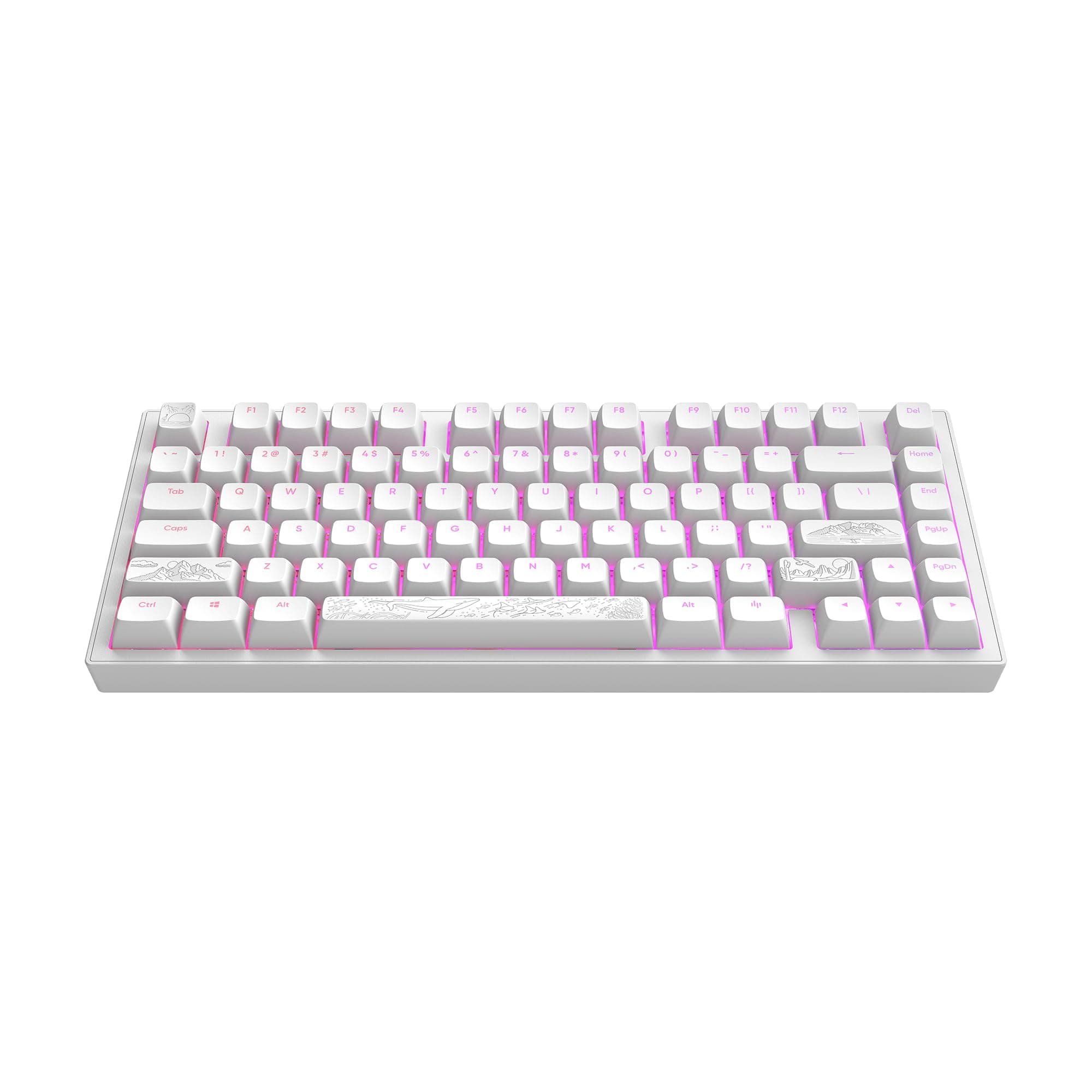 Клавиатура Dark Project ALU81A Terra Nostra, механична, G3MS Moonstone суичове, гейминг, RGB подсветка, бяла, USB