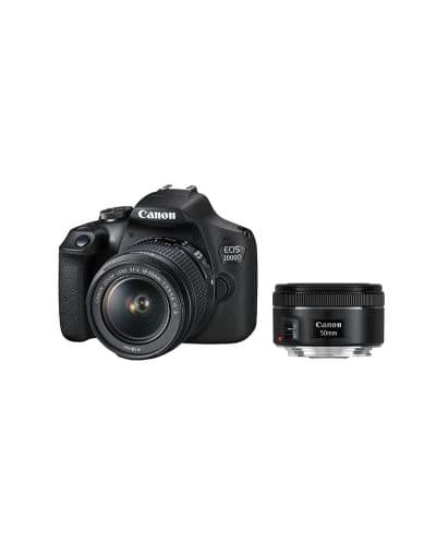 Canon EOS 2000D, black + EF-s 18-55mm f/3.5-5.6 IS II + EF 50mm f/1.8 STM