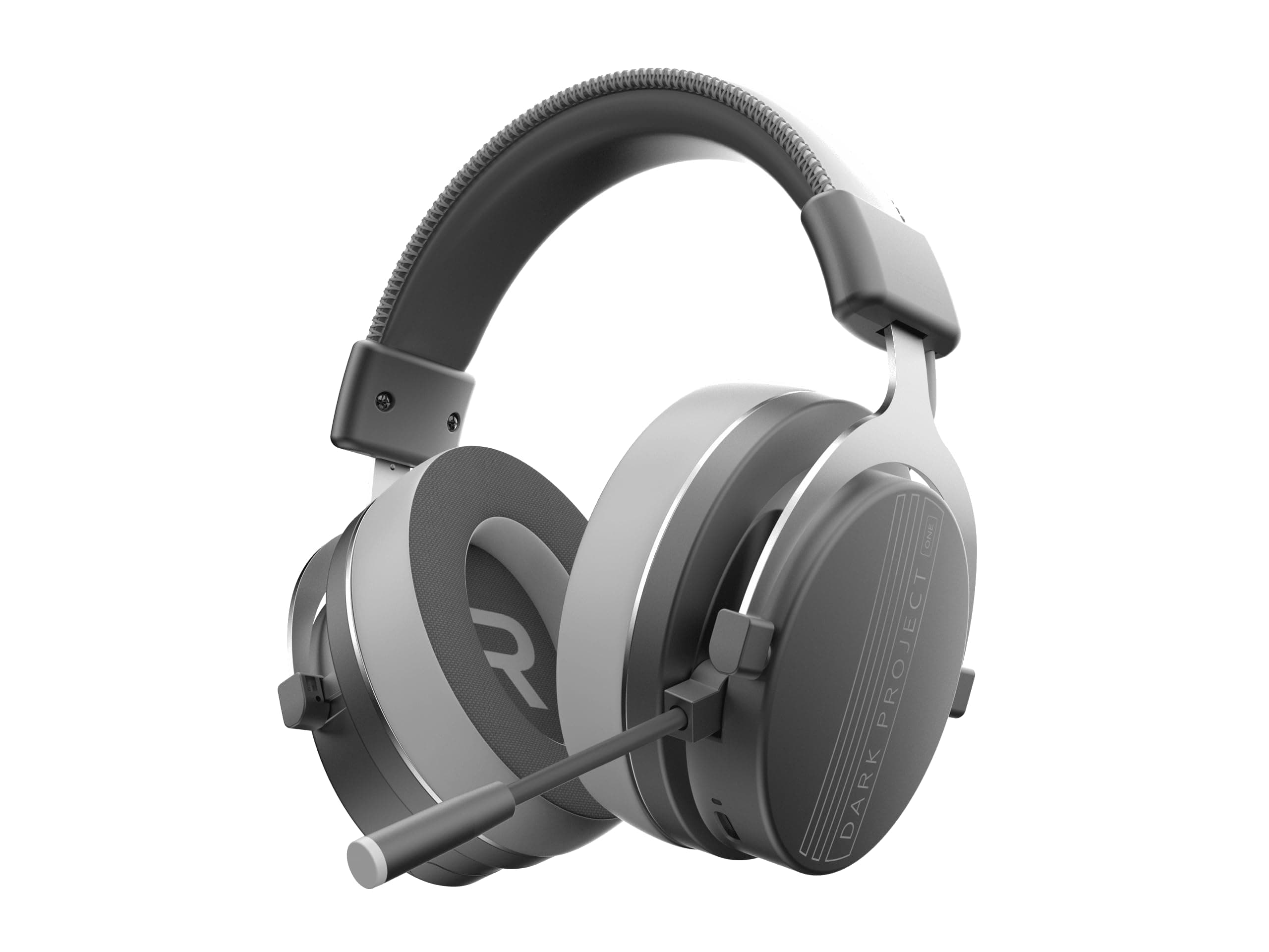 Слушалки Dark Project Vexo, безжични/жични, Bluetooth, USB, Jack 3.5mm, микрофон, наушници с мемори пяна, 50mm говорители, гейминг, сиви