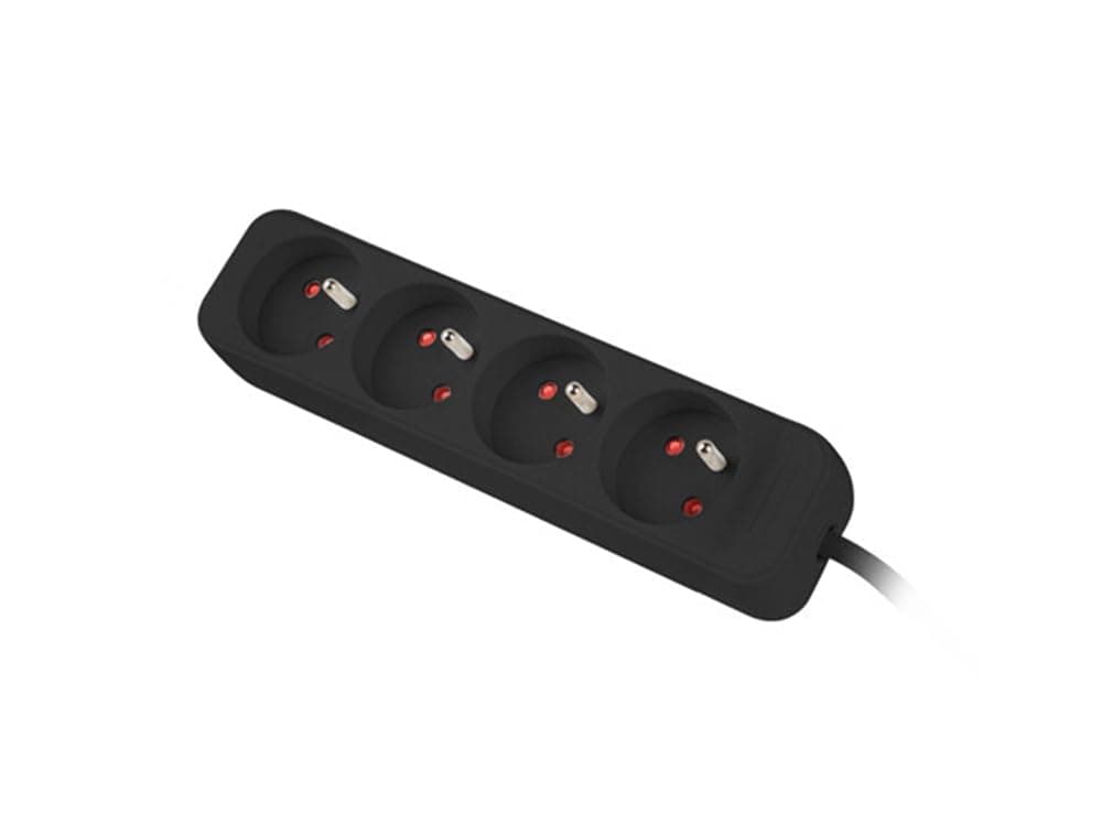 Lanberg power strip 1.5m, 4 sockets, french quality-grade copper cable, black