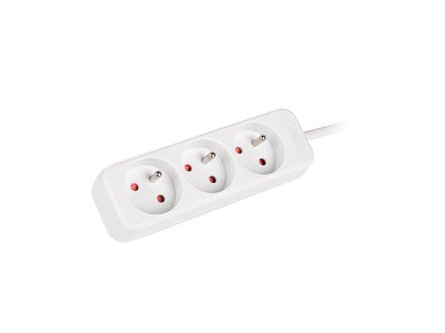 Lanberg power strip 3m, 3 sockets, french quality-grade copper cable, white