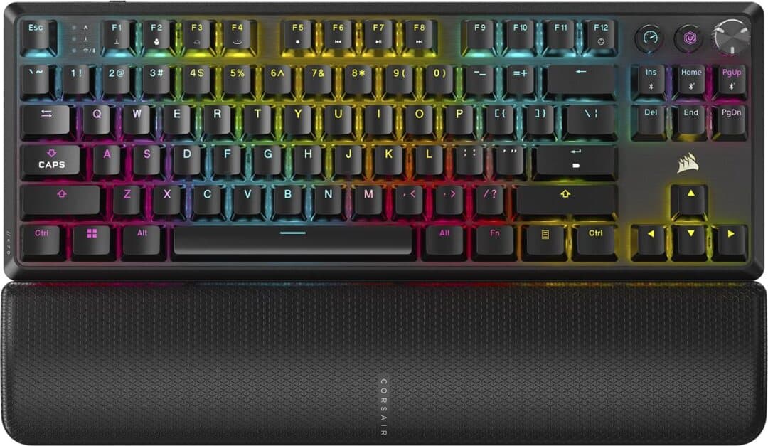 Клавиатура Corsair K70 Core TKL, безжична, механична, Corsair MLX Red суичове, гейминг, RGB подсветка, черна, USB