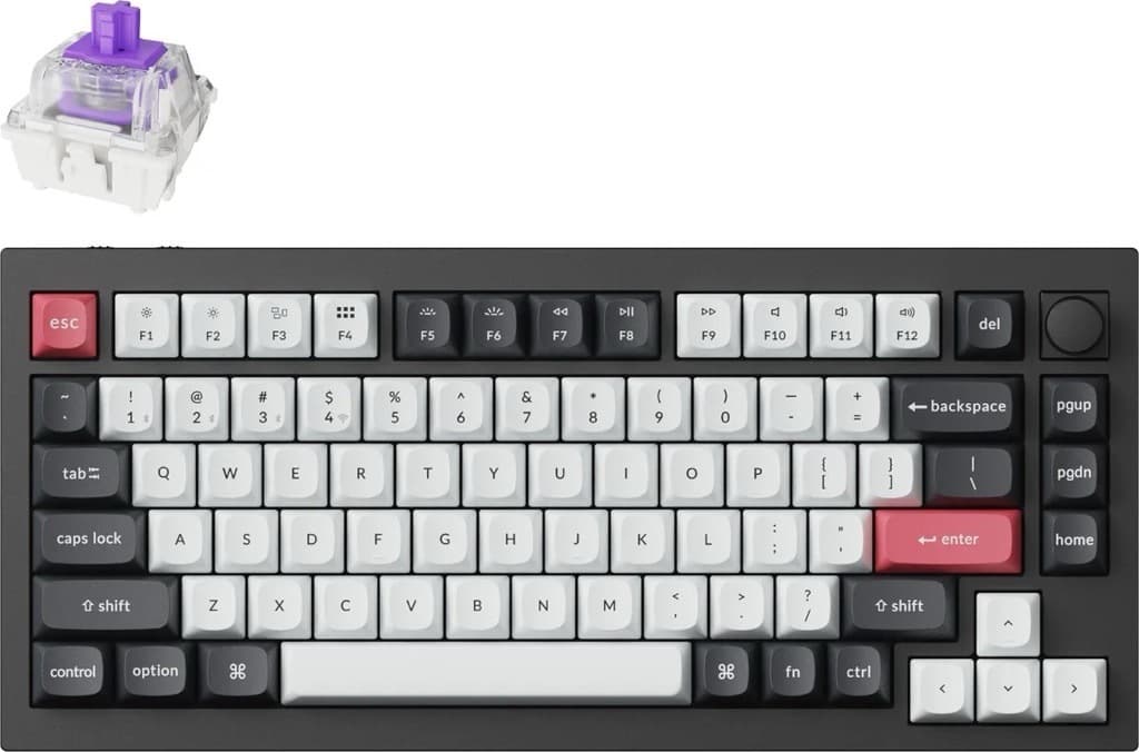 Клавиатура Keychron Q1 HE QMK, жична/безжична, механична, Gateron Double-Rail Magnetic Nebula суичове, гейминг, черна, USB, Bluetooth