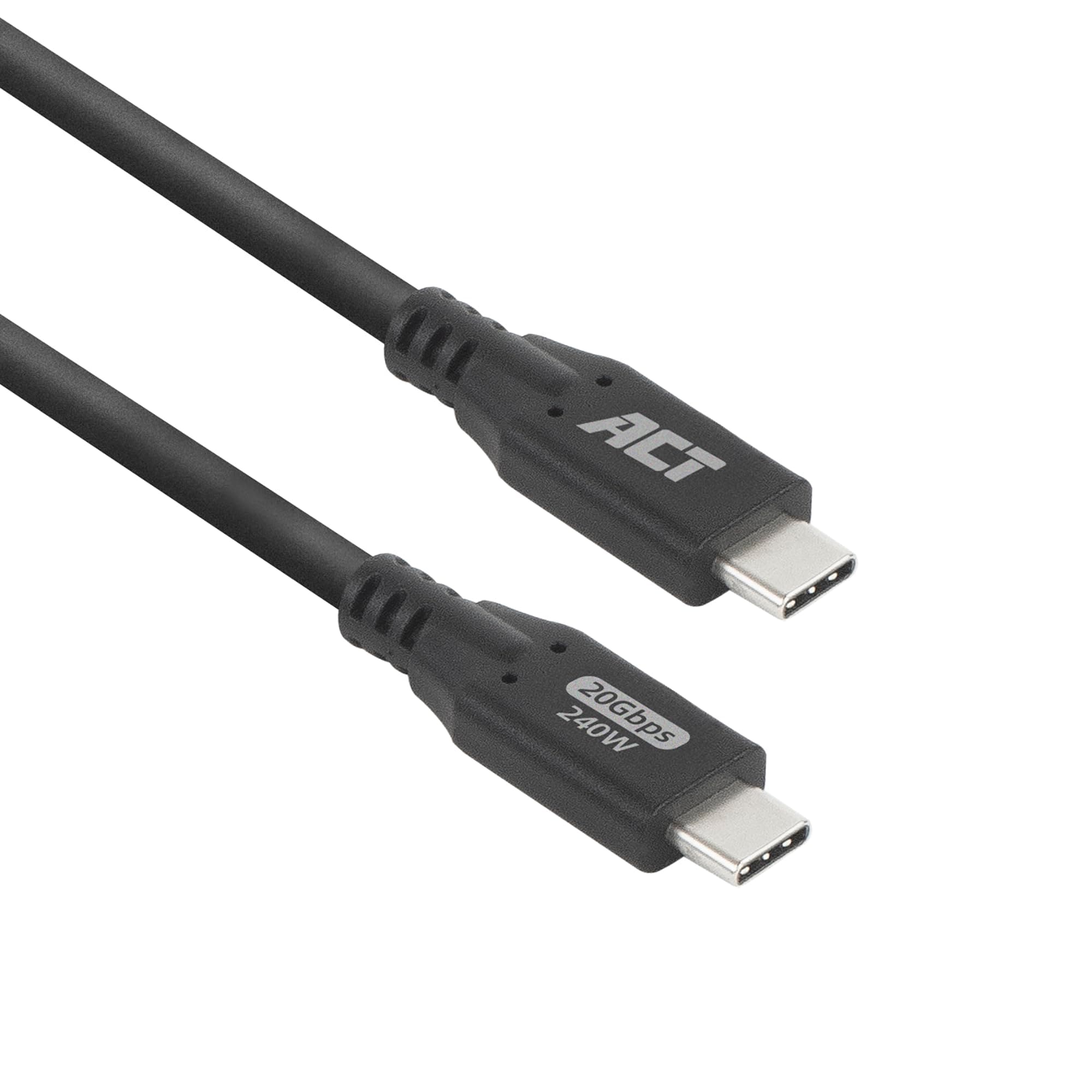 Кабел ACT AC7422, от USB C(м) към USB C(м), 1m, 240W, черен