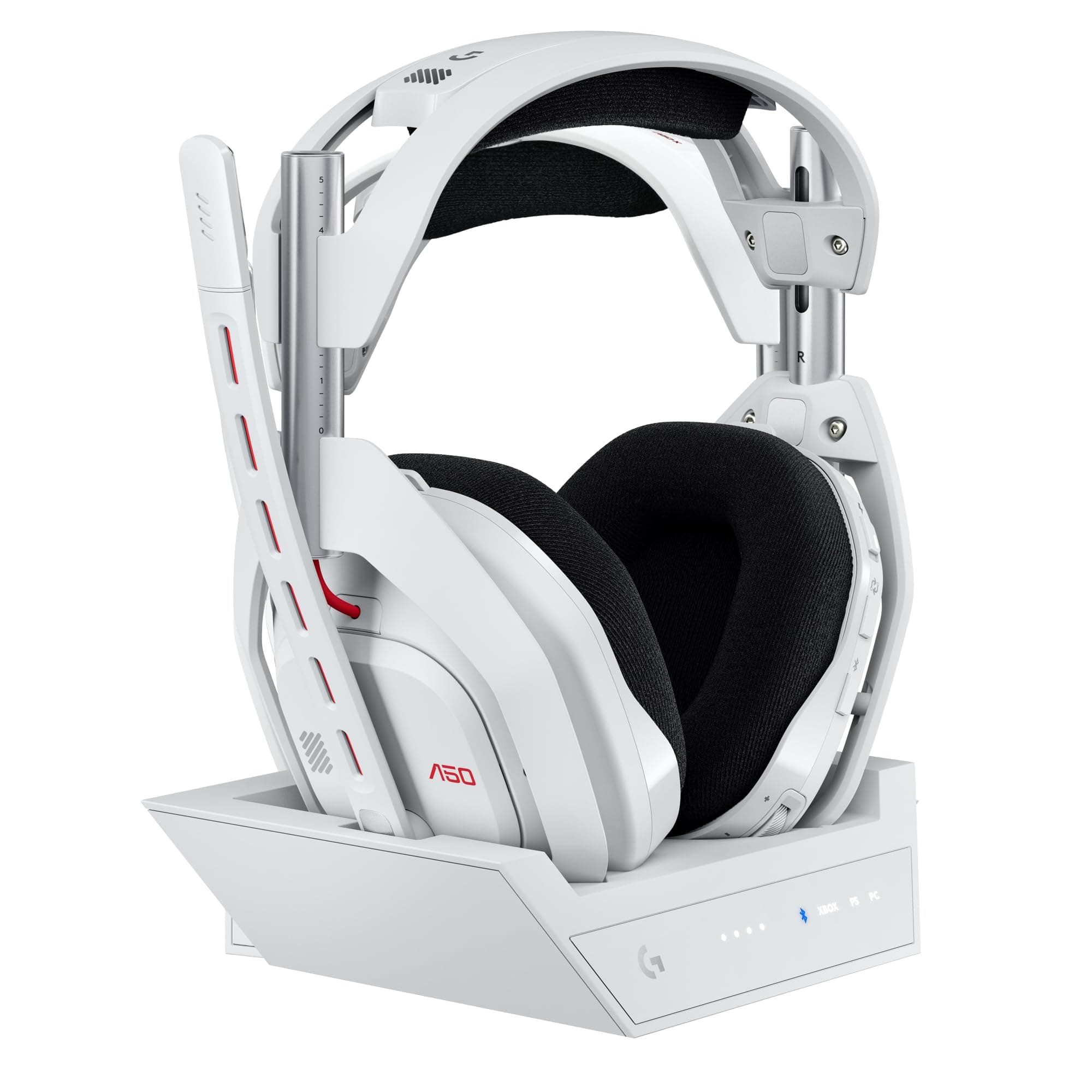 Слушалки Logitech Astro A50 (Gen 5) Lightspeed, безжични, USB-C, микрофон, с Base Station, геймърски, бели