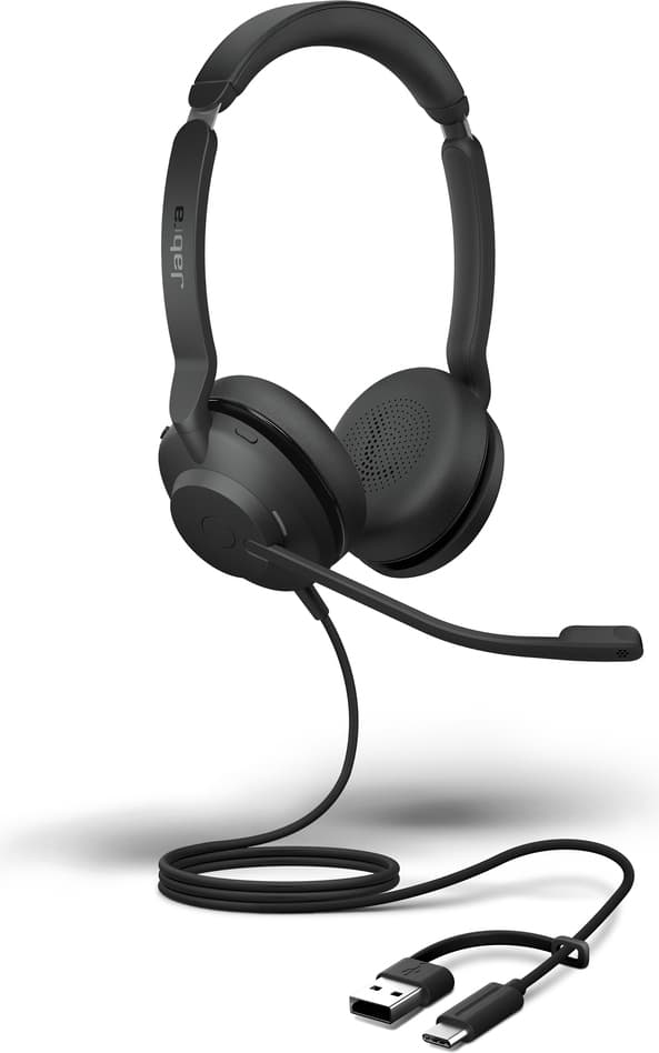 Слушалки Jabra Evolve2 30 SE Stereo, USB, USB-C, микрофон, 28mm драйвери, сертифицирани за UC, черни