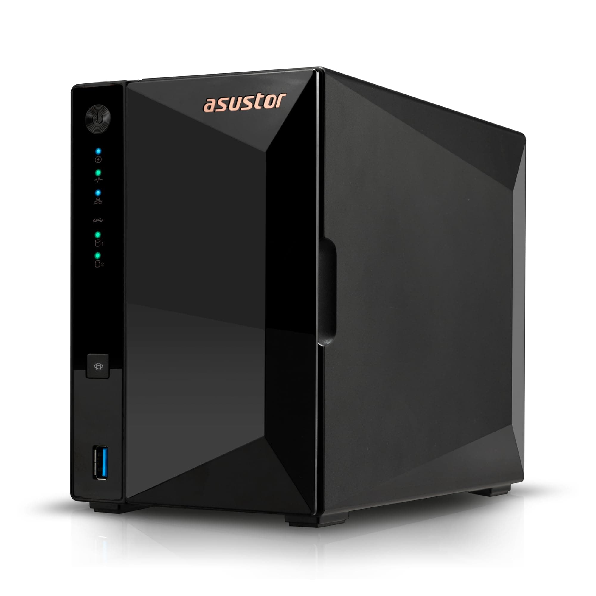 Asustor AS3302T_V2, 2 отделения NAS, Realtek RTD1619B, Quad-Core, 1.7GHz (не е бивш), 2.5GbE x1, USB3.2 Gen1 x3, WOW (Wake on WAN), Ttoolless инсталация, с тава с възможност за гореща смяна, хардуерно криптиране, MyArchive, EZ свързване, EZ Sync, WoL, реж
