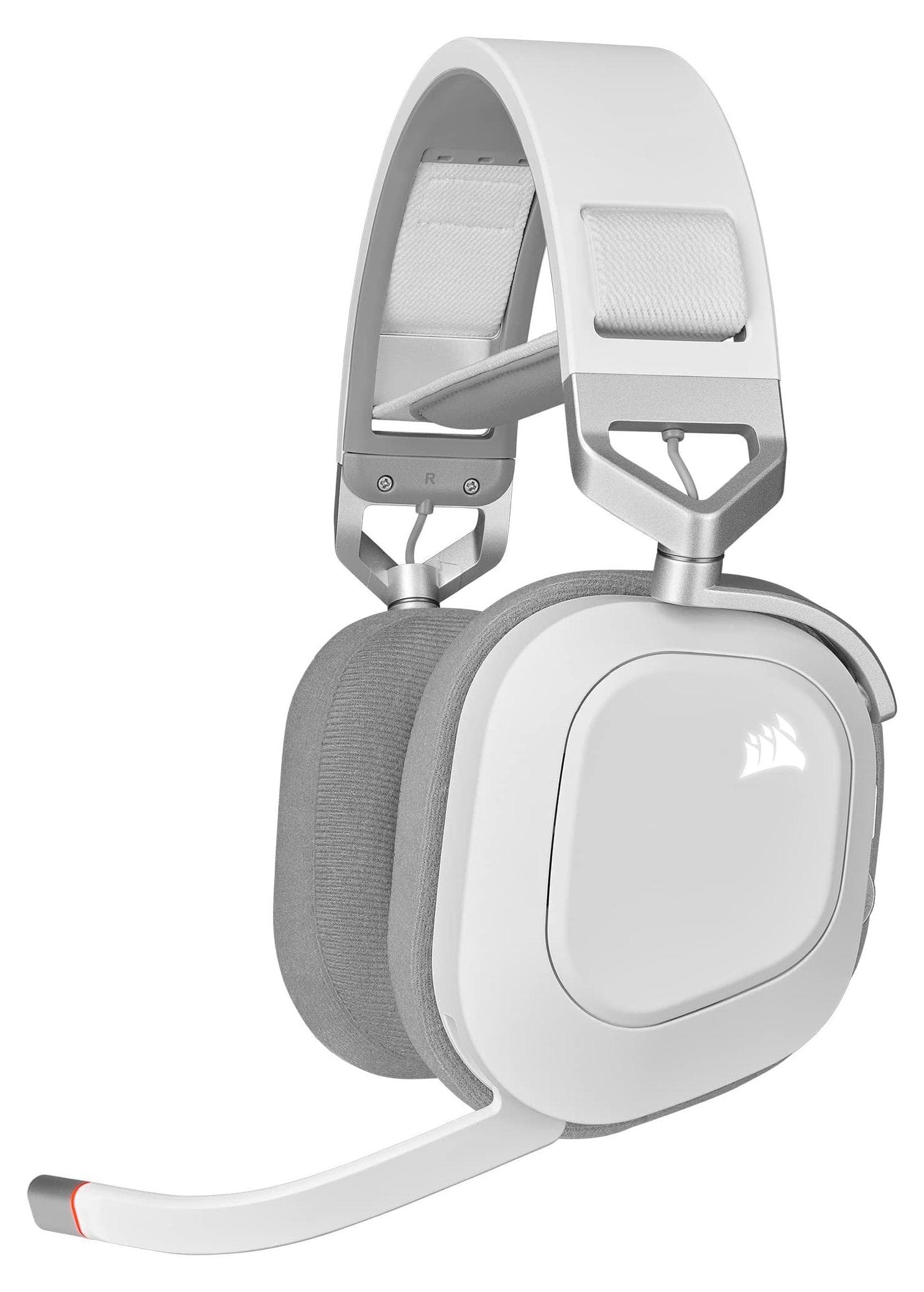Слушалки Corsair HS80 Wireless White (CA-9011236-EU), безжични, USB, микрофон, гейминг, Dolby Audio, RGB подсветка, до 20 часа време на работа, бели