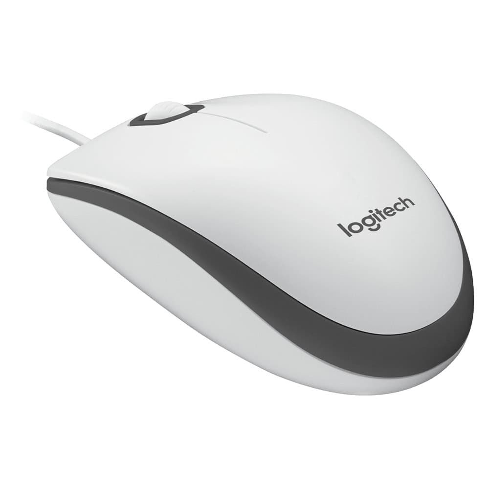 Мишка Logitech M100, оптична (1000dpi), бяла, USB