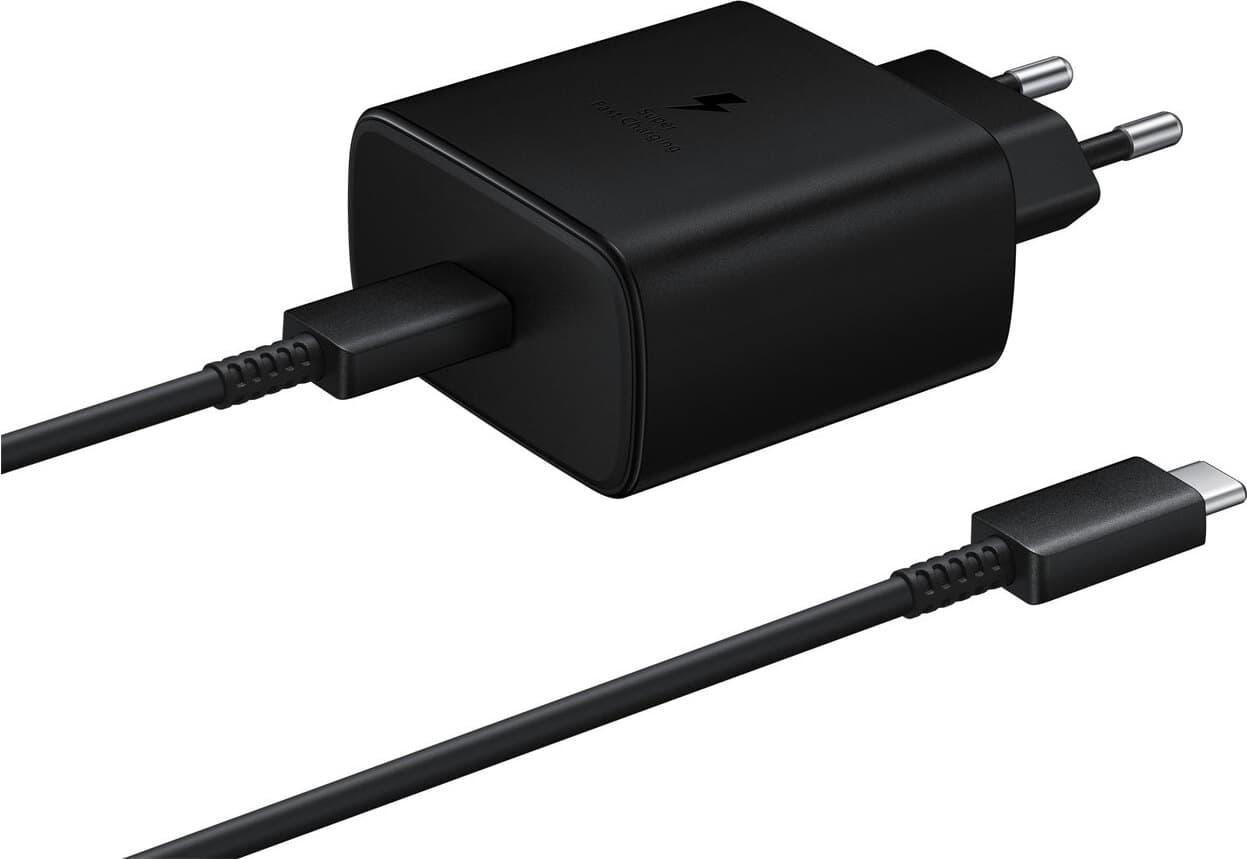 Захранване с технология за бързо зареждане и кабел с USB-C изход (черен) - Samsung PD 45W Wall Charger EP-TA845XBEGWW (ритейл опаковка)