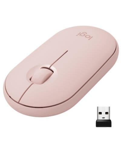 Мишка Logitech Pebble M350 Wireless Mouse 910-005717, оптична (1000 dpi), безжична, USB, розова, тънка/умалена