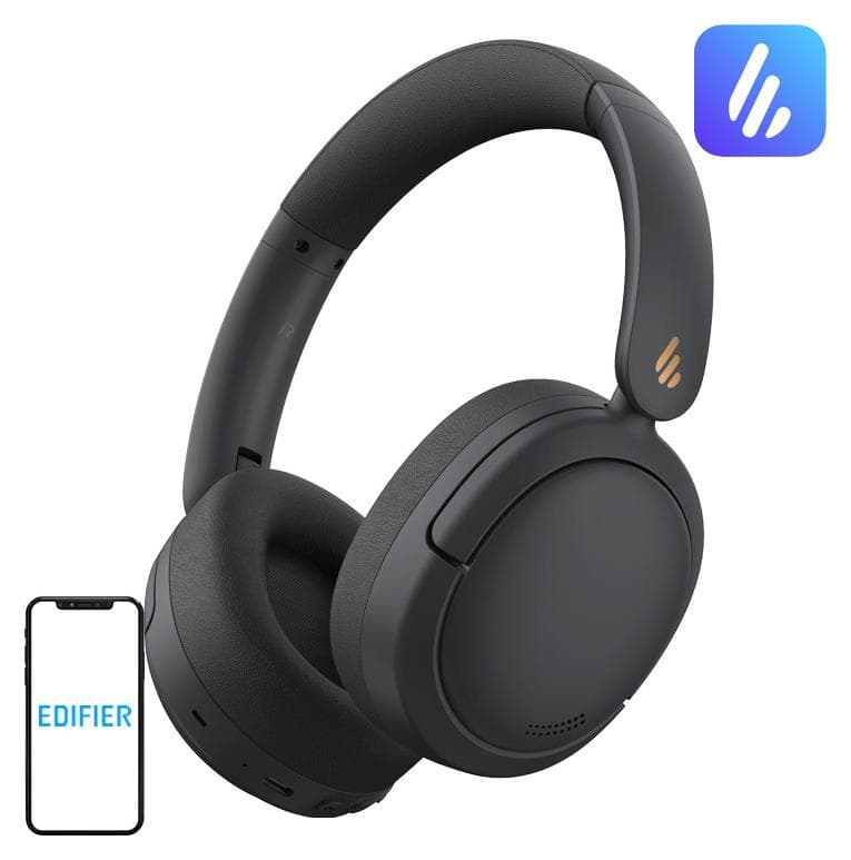 Слушалки Edifier W800BT Pro, безжични, Bluetooth, микрофон, шумопотискащи, до 45 часа време на работа, неодимови говорители, черни
