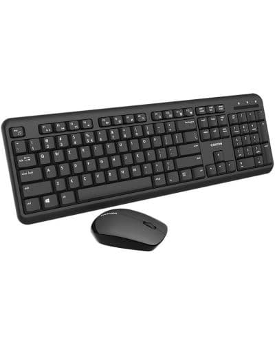Комплект клавиатура и мишка Canyon CNS-HSETW02-BG, безжични, оптична мишка (1200 dpi), USB, кирилизирана, черни