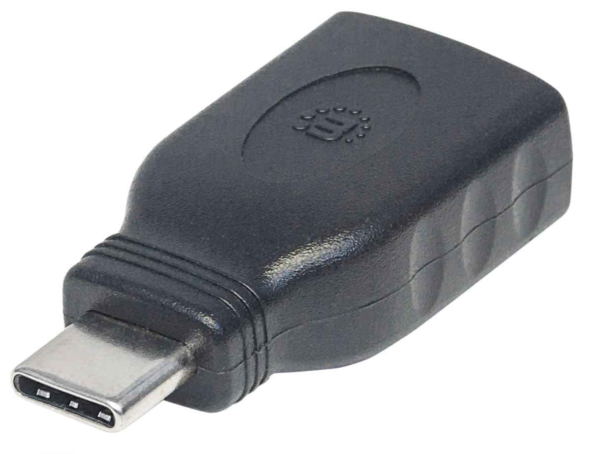 Преходник Manhattan 2050160076, от USB C(м) към USB A(ж), черен