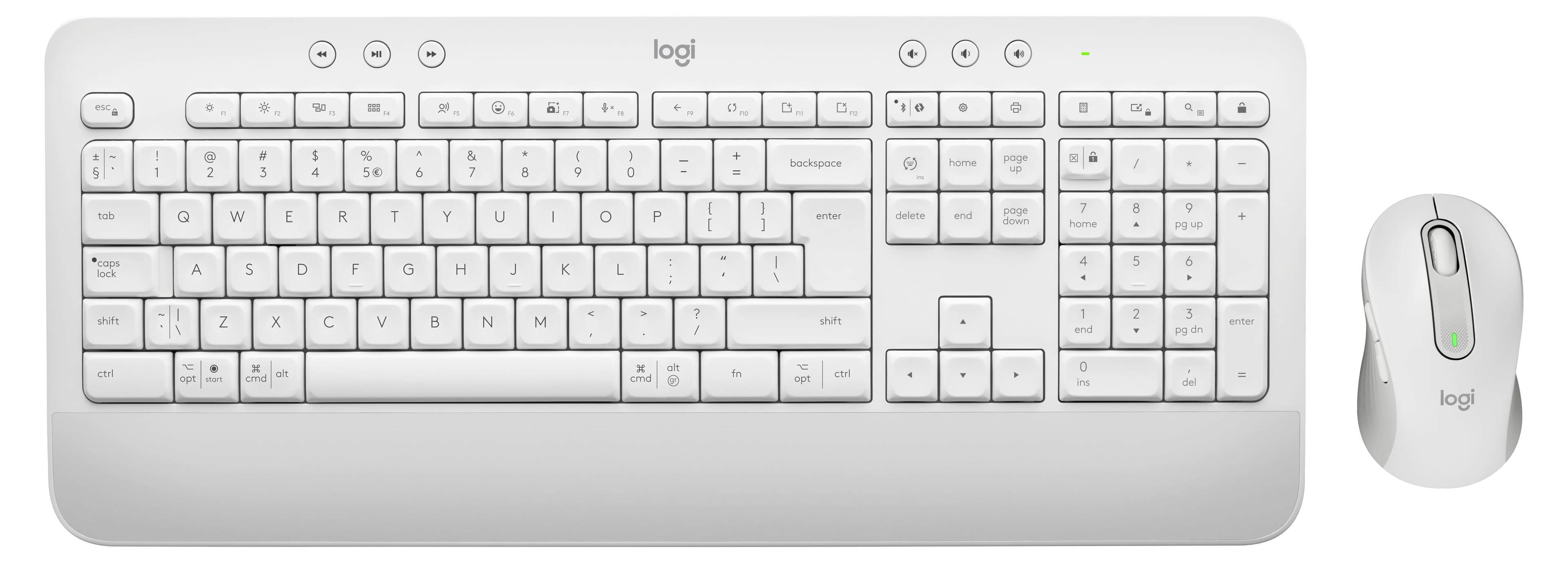 Комплект клавиатура и мишка Logitech MK650 Signature Combo Off White, безжични, оптична (4000 dpi), бели, USB