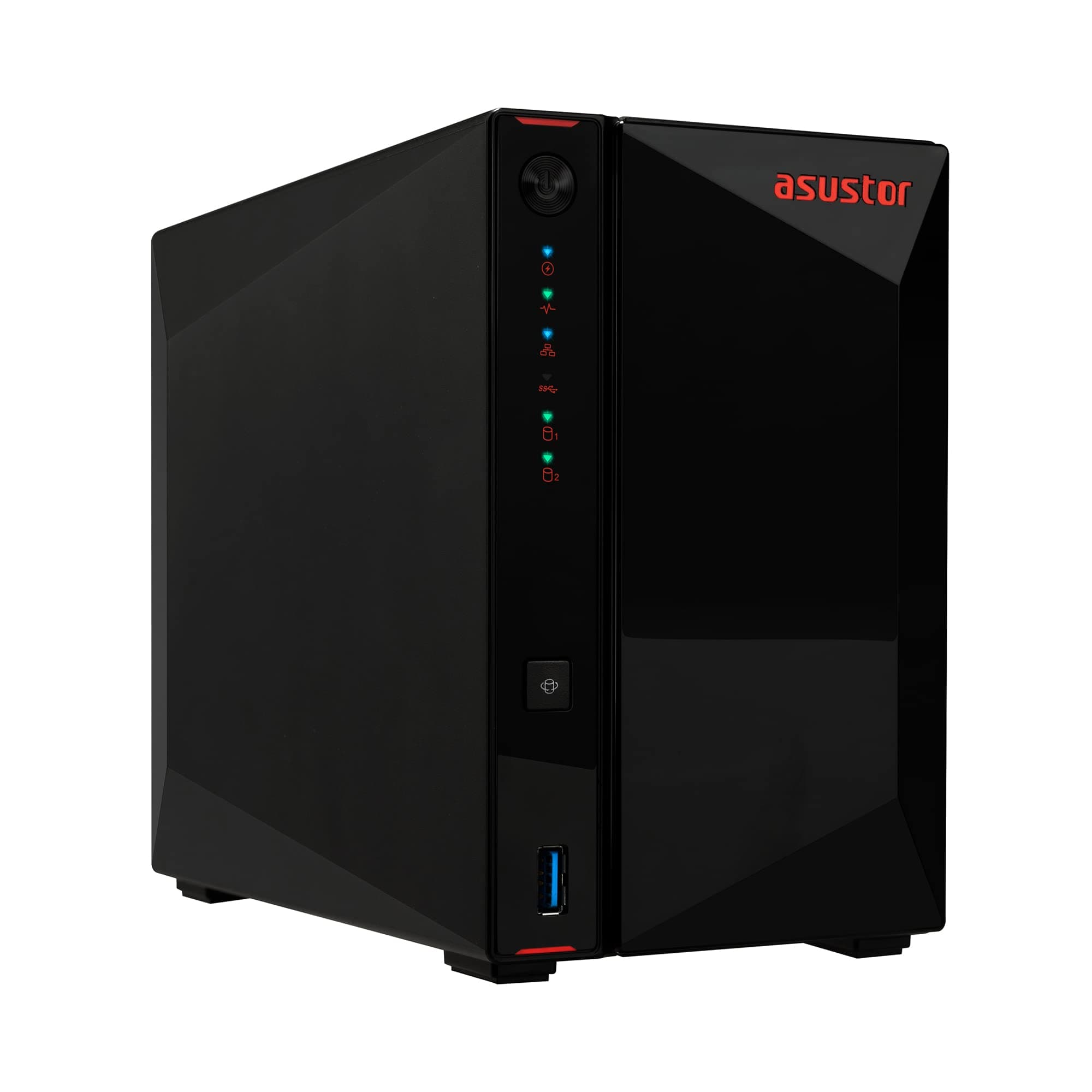 Asustor Nimbustor AS5402T, 2 Bay NAS, Quad-Core 2.0GHz CPU, Dual 2.5GbE Ports, 4GB SO-DIMM DDR4 (Max. 16GB), Четири M.2 SSD слота (без диск), 3x USB 3.2 Gen 1 Type A, WOW (Wake on WAN), WOL, System Sleep Mode, AES-NI хардуерно криптиране, черно
