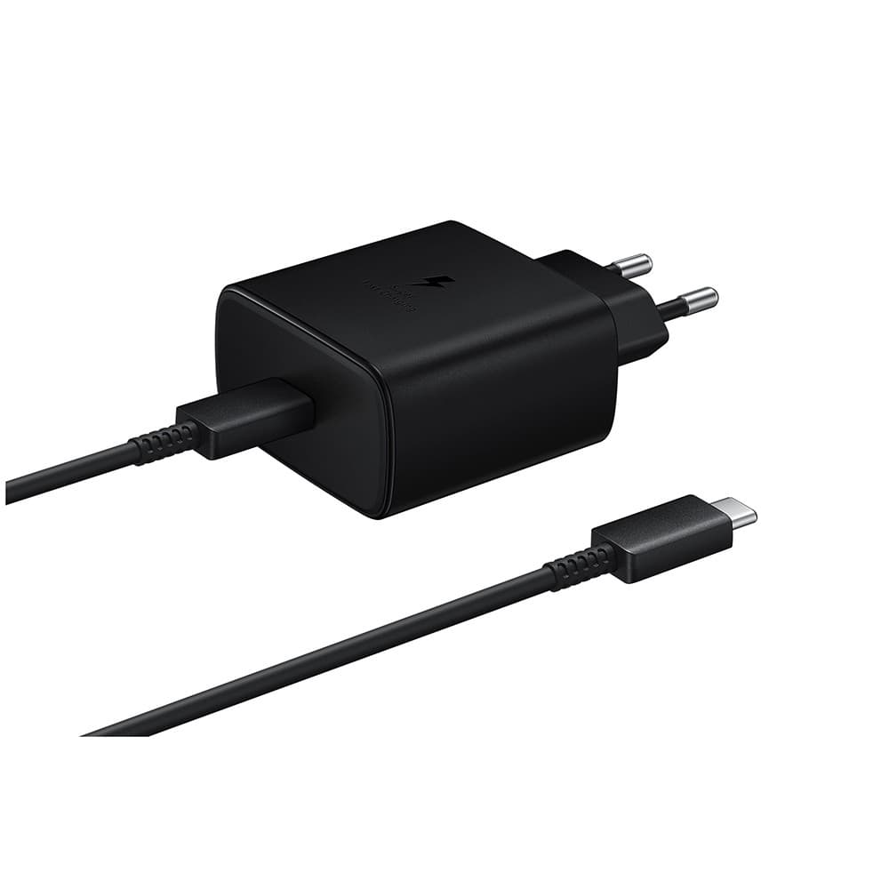 Комплект EP-TA845EBE захранване за ел. мрежа с USB-C изход и EP-DW767JBE USB-C кабел (черен) - Samsung Power Delivery 3.0 45W Wall Charger Set (bulk)