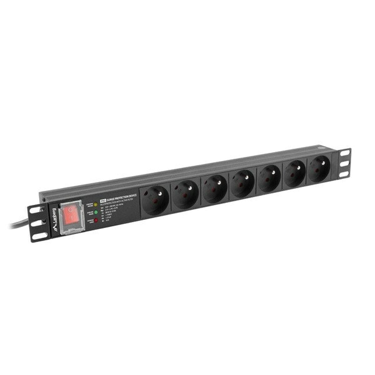 Lanberg power distribution unit (PDU) PRO 19" 1U 16A 2M 7X FRENCH OUTLETS SPD-3MP Black
