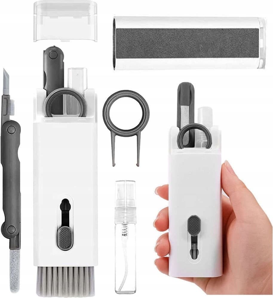 Комплект за почистване на мобилни устройства, слушалки и други - Multifunctional Electronics Cleaning Kit 7-in-1 (сив)