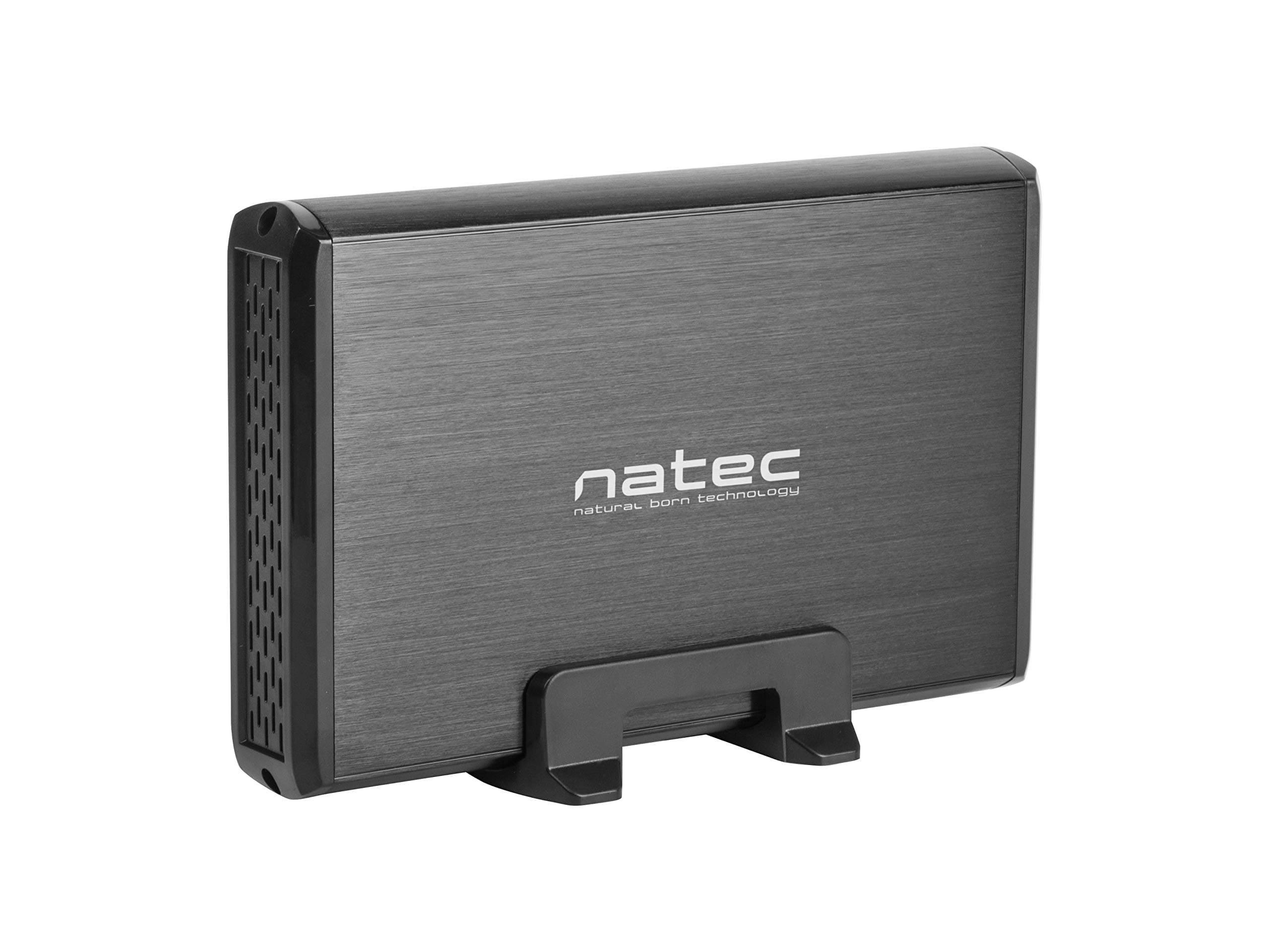Natec External HDD/SSD Enclosure Rhino SATA 3.5" USB 3.0 Aluminium Black