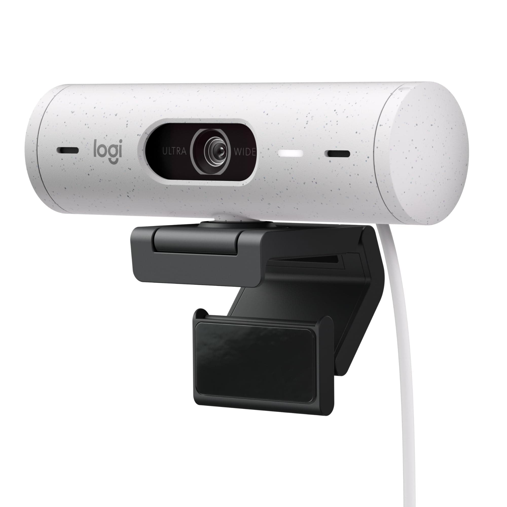 Уеб камера Logitech Brio 500 Off-white (960-001428), микрофон, Full HD (1920x1080@30fps), HDR, 4x Digital zoom, Auto Focus, USB-C, бяла