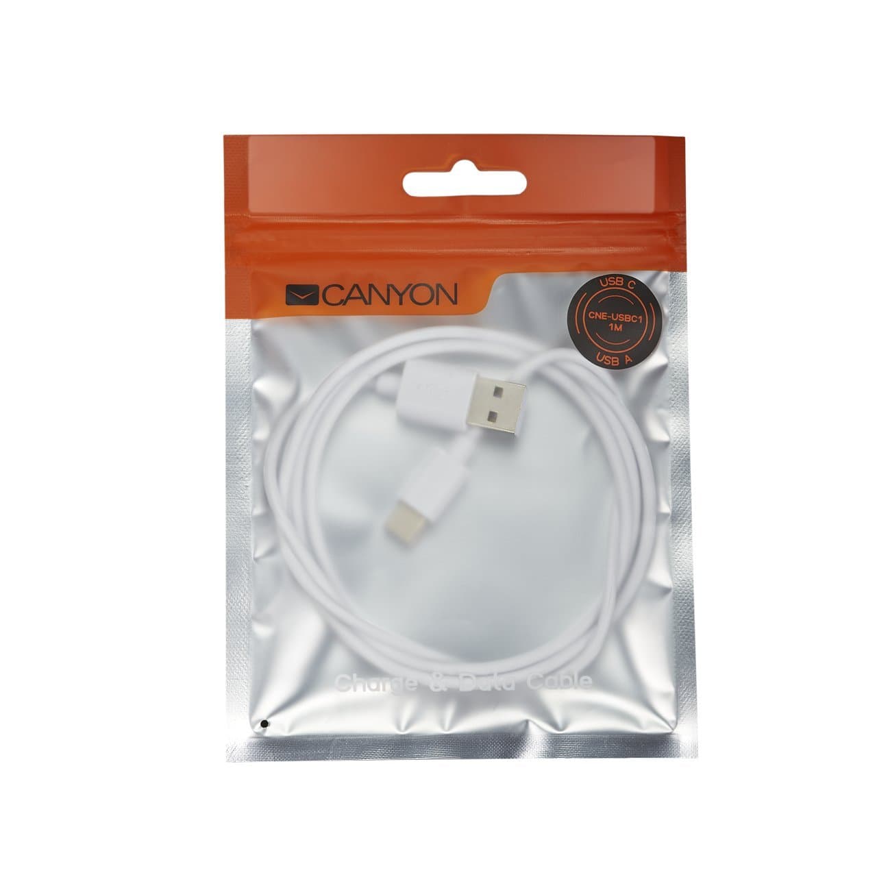 Кабел Canyon CNE-USBM1W, от USB A(м) към USB Micro B(м), 1m, бял