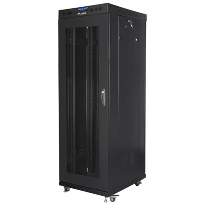 Lanberg rack cabinet 19" free-standing 37U / 600x800 self-assembly flat pack with mesh door LCD, black