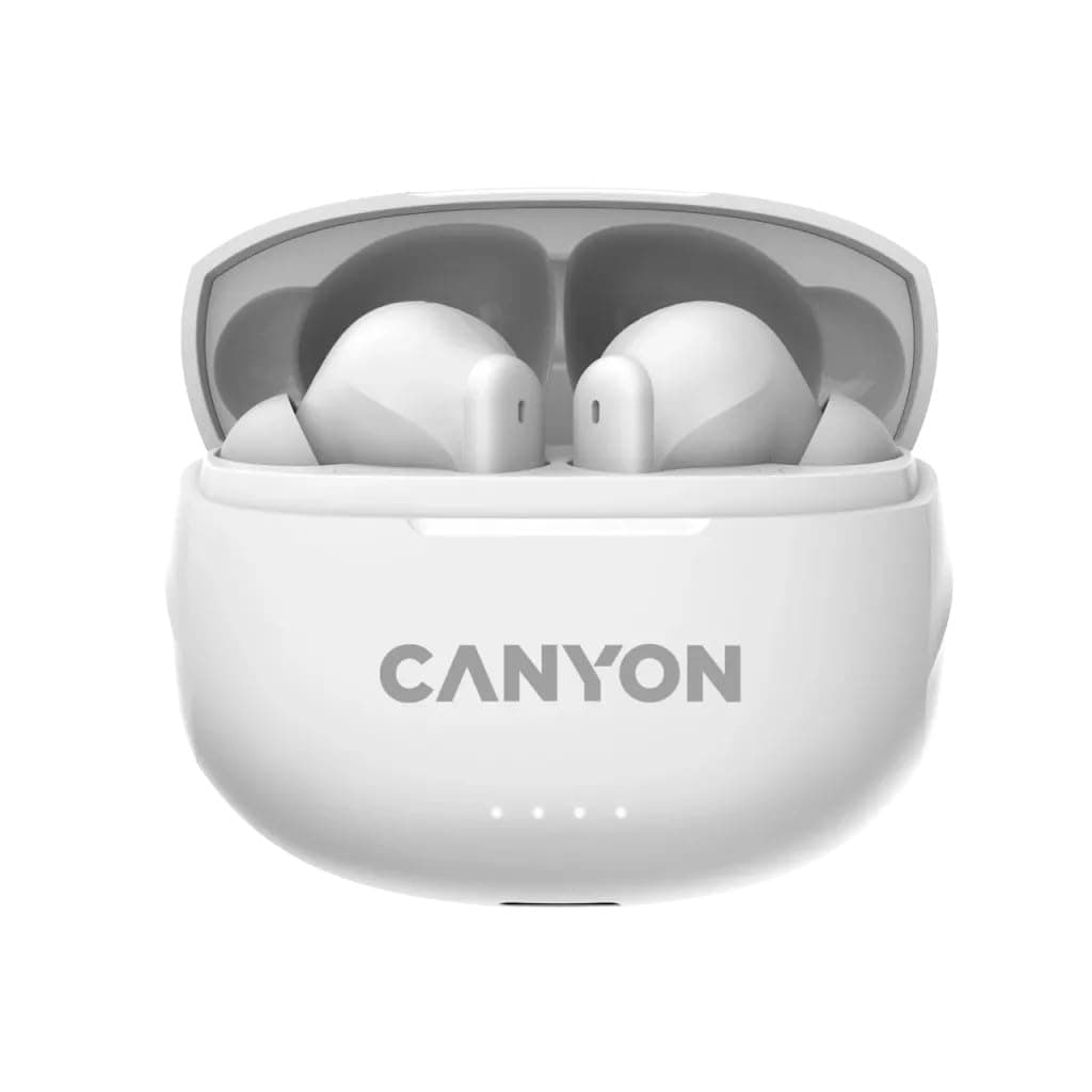 Слушалки Canyon TWS-8, Bluetooth, микрофон, шумопотискащи, до 7.5 часа време на работа, бели