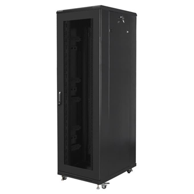 Lanberg rack cabinet 19" free-standing 42U / 800x800 self-assembly flat pack with mesh door, black