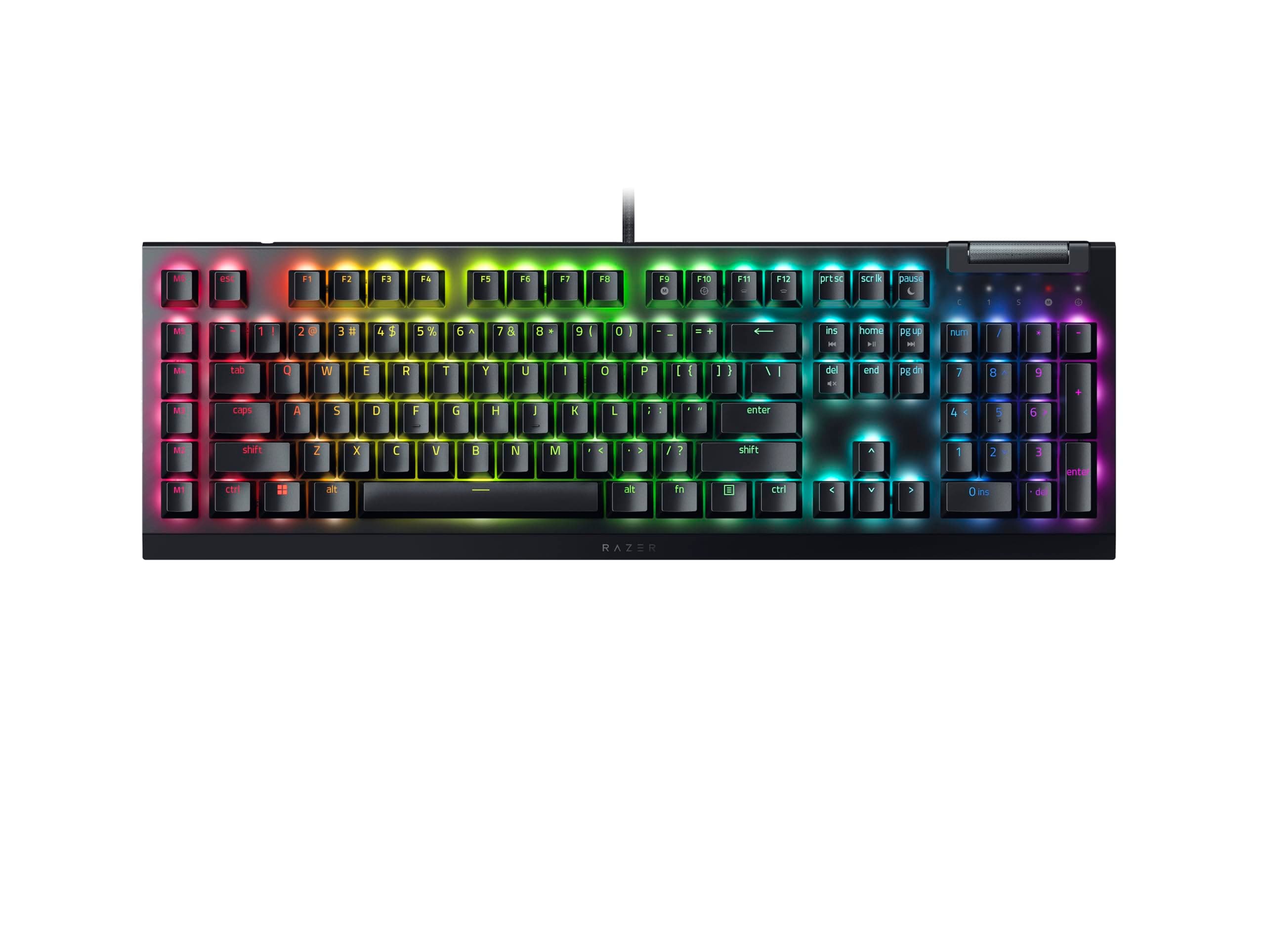 Клавиатура Razer Blackwidow V4 X, механична, зелени Razer суичове, гейминг, RGB подсветка, черна, USB