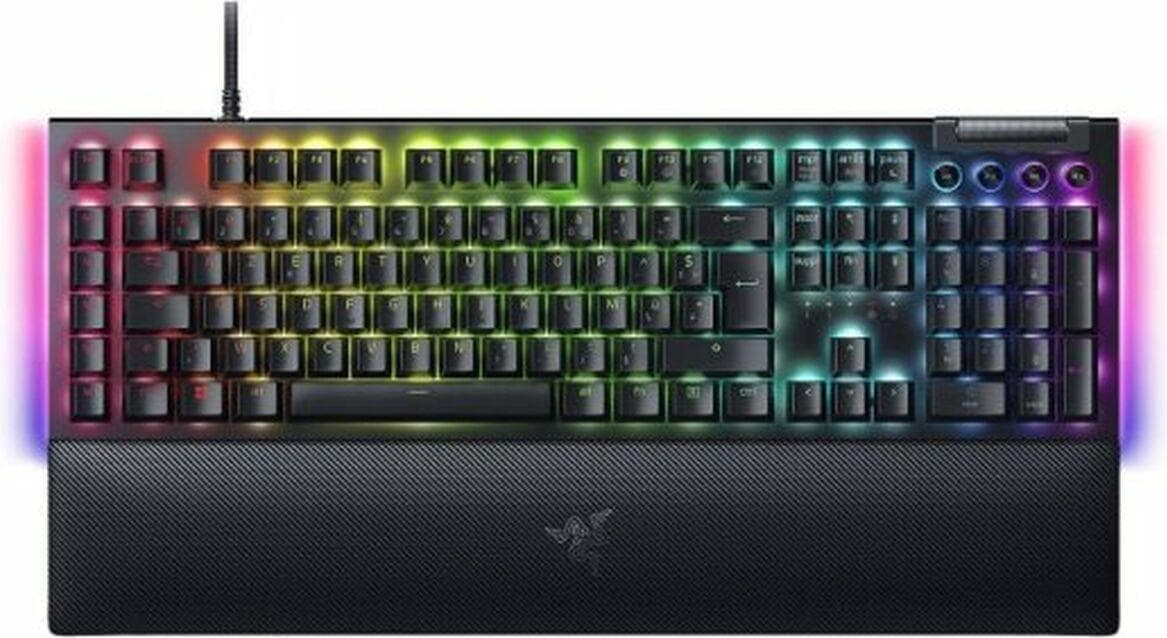 Клавиатура Razer Blackwidow V4, механична, зелени Razer суичове, гейминг, RGB подсветка, черна, USB