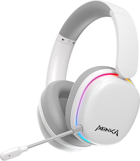 Слушалки Marvo HG9070W Monka Echo RS, безжични/жични, Bluetooth, USB, микрофон, микрофон, RGB подсветка, гейминг, 40mm драйвери, бели