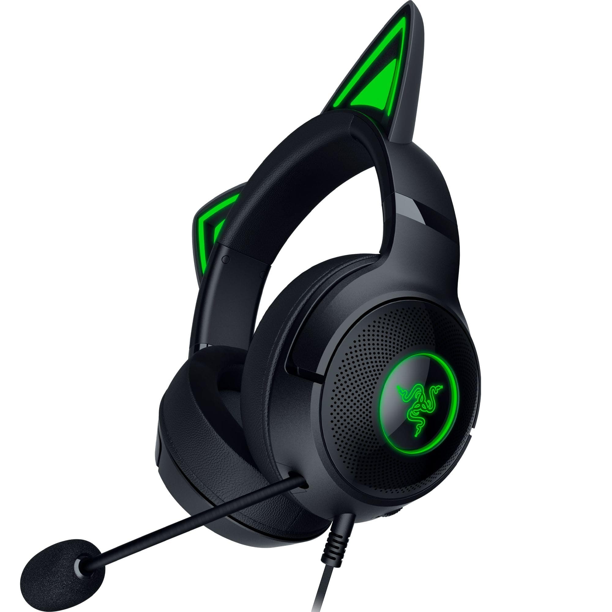 Слушалки Razer Kraken Kitty Edition V2 (RZ04-04730100-R3M1), микрофон, USB, гейминг, подсветка, черни