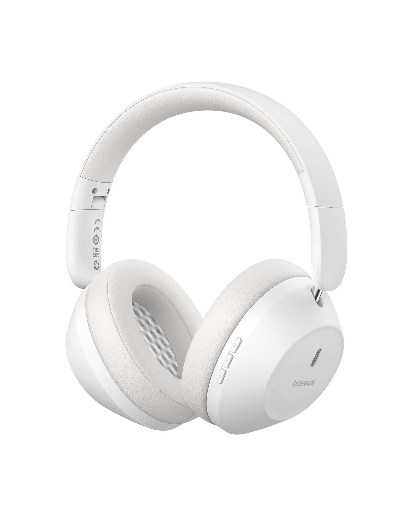 Слушалки Baseus Bass 30 Max White, безжични/жични, Bluetooth, Jack 3.5mm, микрофон, ANC шумопотискане, до 50 часа време на работа, бели