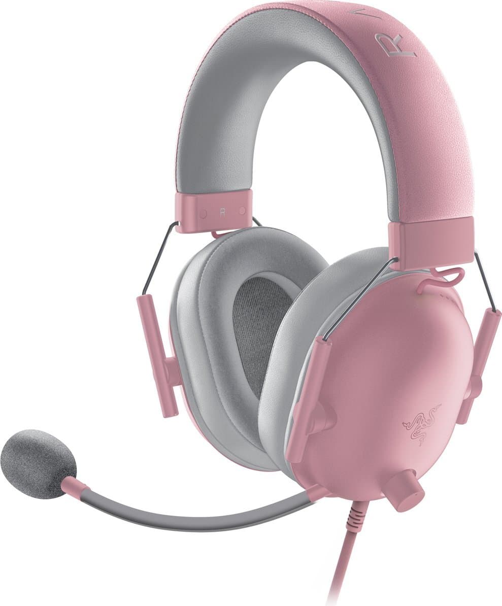 Слушалки Razer Blackshark V2 X Quartz (RZ04-03240800-R3M1), микрофон, виртуален 7.1 Surround, 3.5mm жак, 50мм говорители, розови