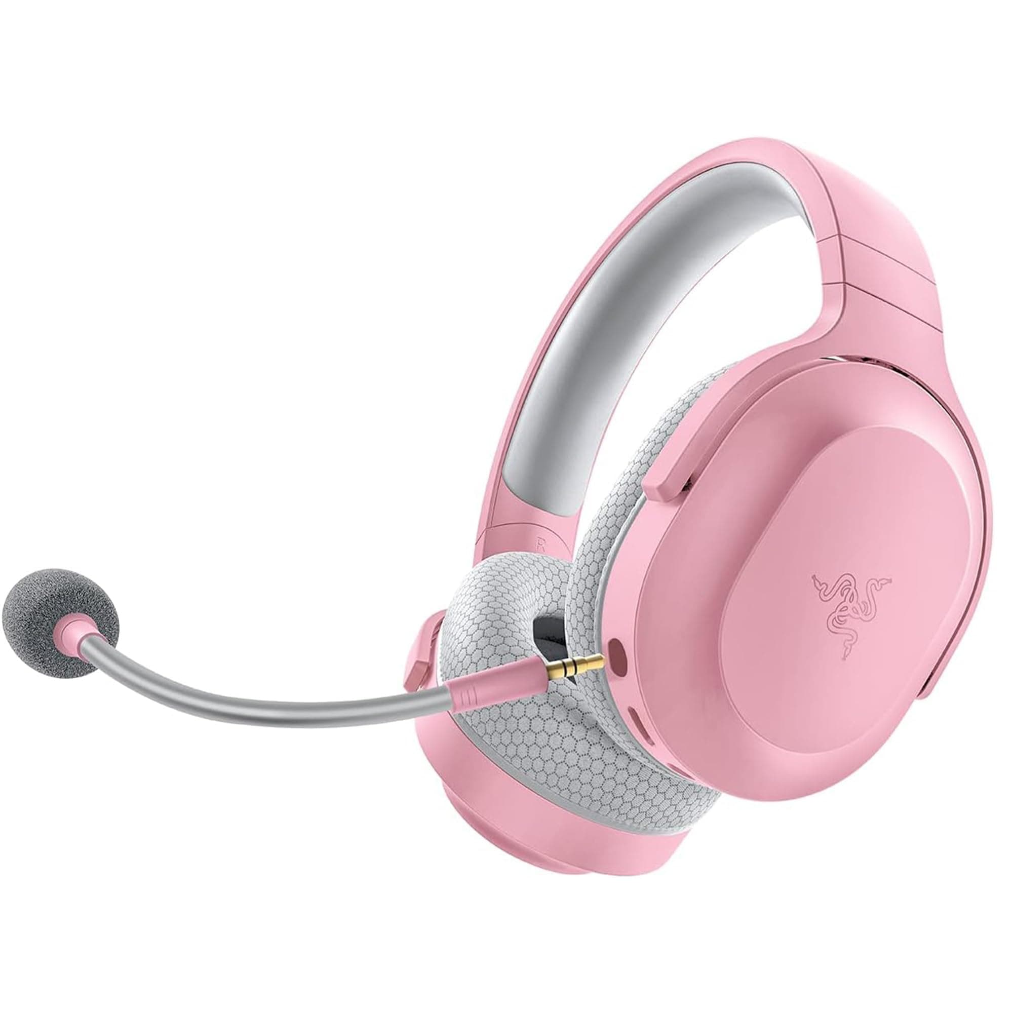 Слушалки Razer Barracuda X (2022) Quartz Pink, безжични, микрофон, 7.1. Surround, до 20 часа време на работа, 40mm драйвери, USB, AUX, розови
