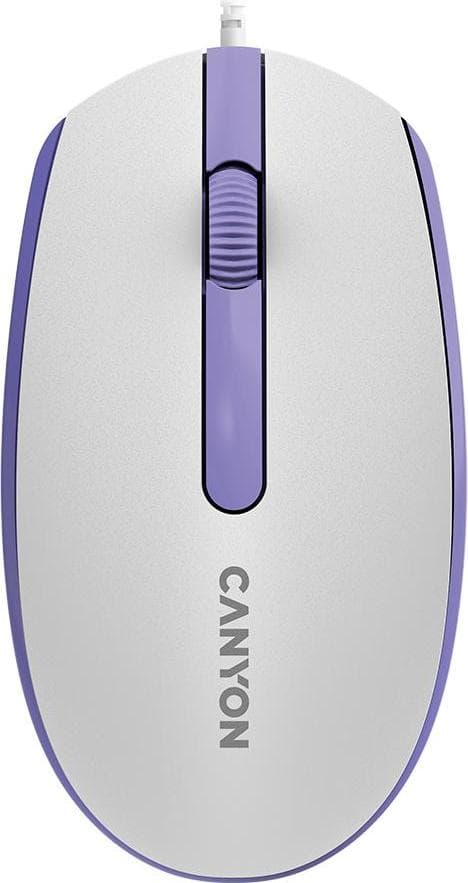 Мишка Canyon M-10 (CNE-CMS10WL), оптична (1000dpi), USB, бяло-лилава