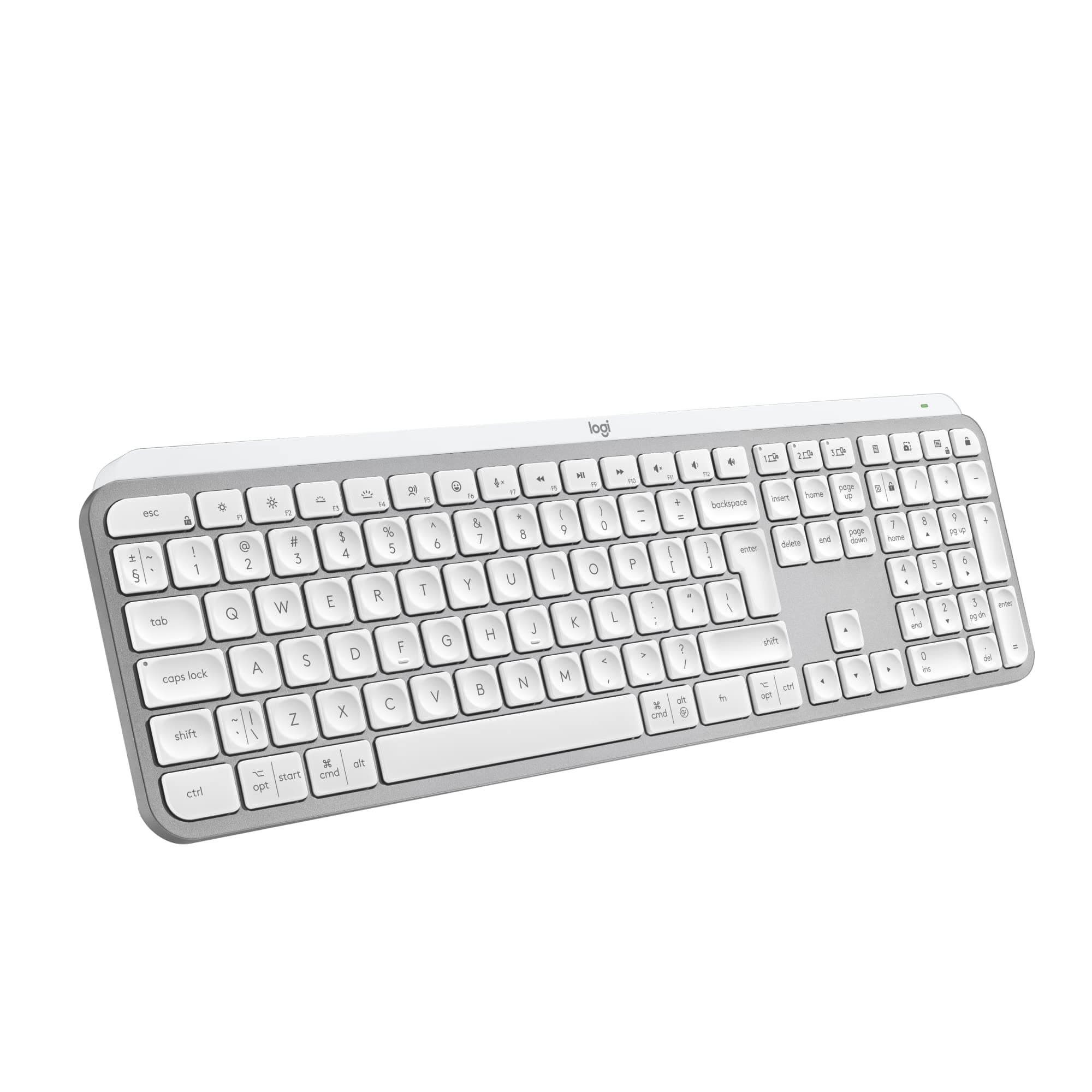 Клавиатура Logitech MX Keys S, безжична, USB-C rechargeable, US International, бяла, USB