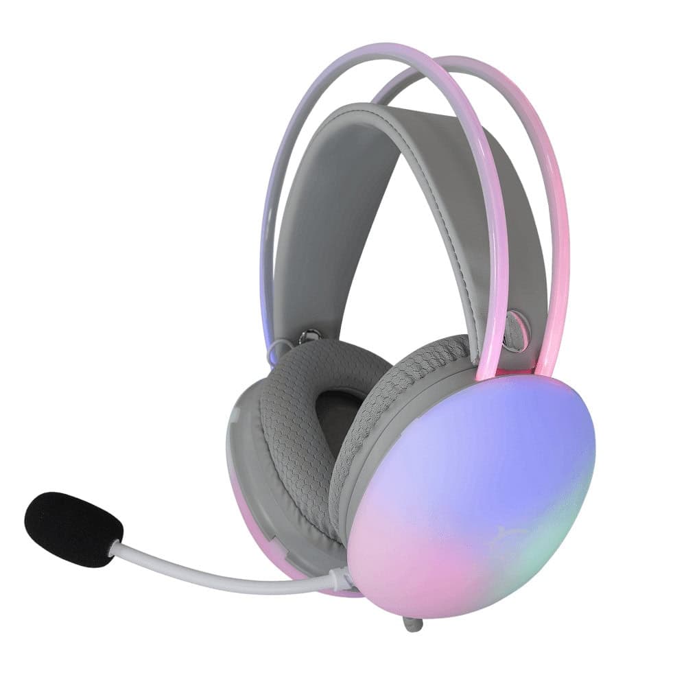 Слушалки White Shark Firefly White, Jack 3.5mm, USB, микрофон, 50mm говорители, RGB подсветка, гейминг, сиви