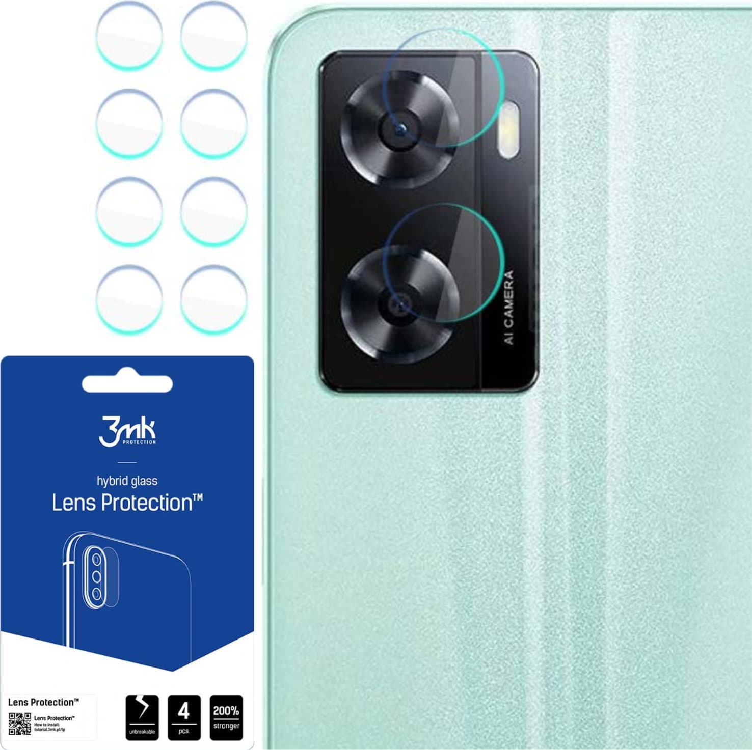 Предпазни стъклени защитни покрития за камерата на Oppo A57, A57E, A57S - 3MK Lens Protection Hybrid Glass Set (4 комплекта)