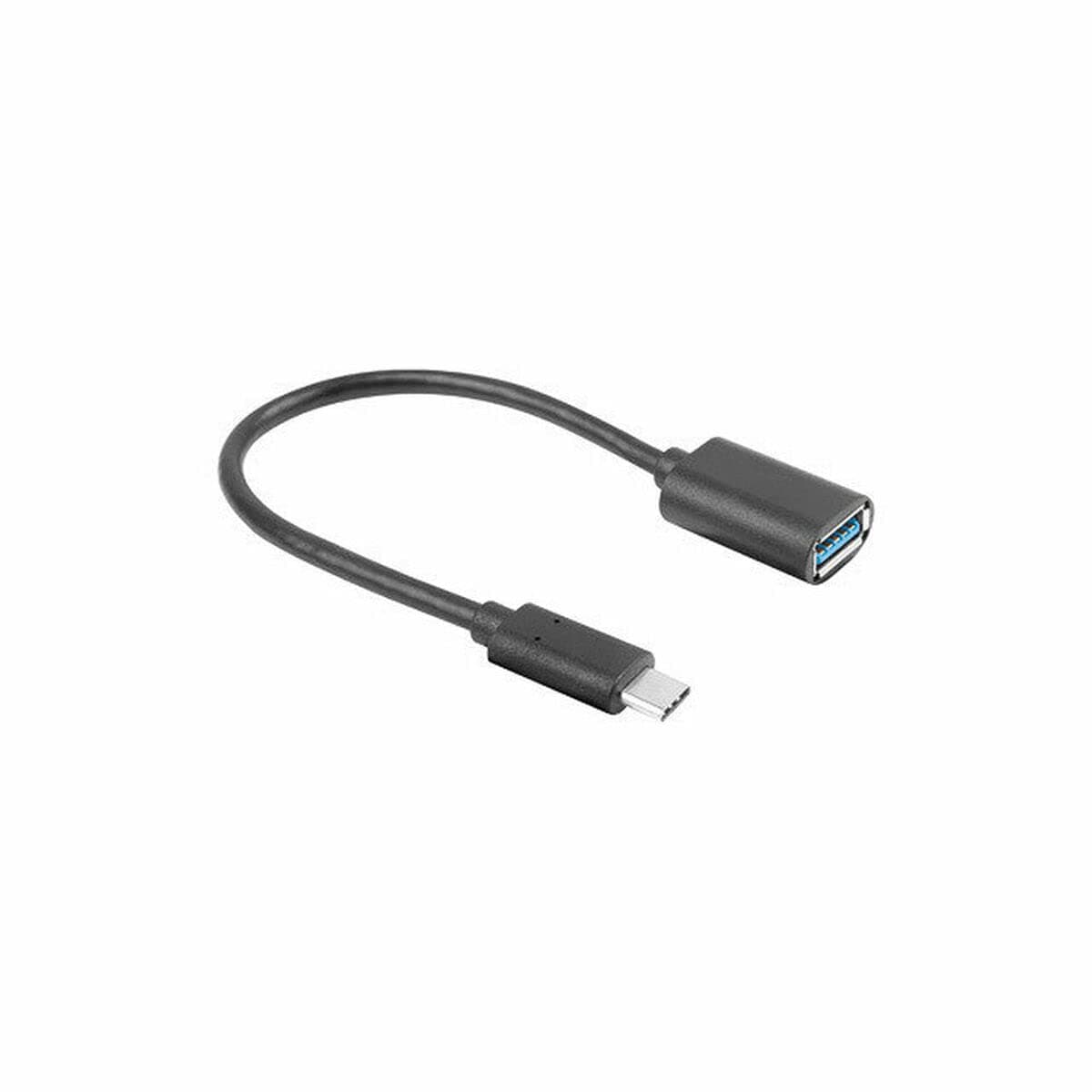 Преходник Lanberg AD-UC-UA-04, от USB-C(м) към USB-A(ж), черен