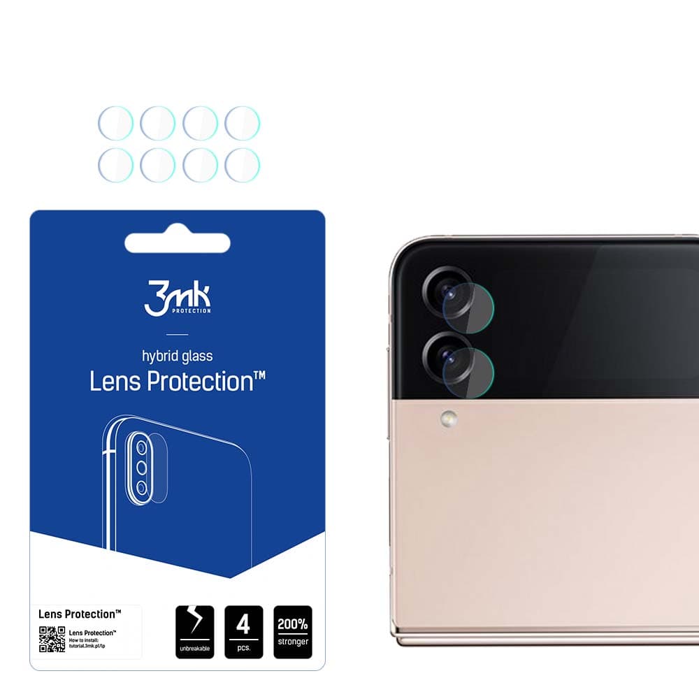 Предпазни стъклени защитни покрития за камерата на Samsung Galaxy Z Flip 4 - 3MK Lens Protection Hybrid Glass Set (4 броя)