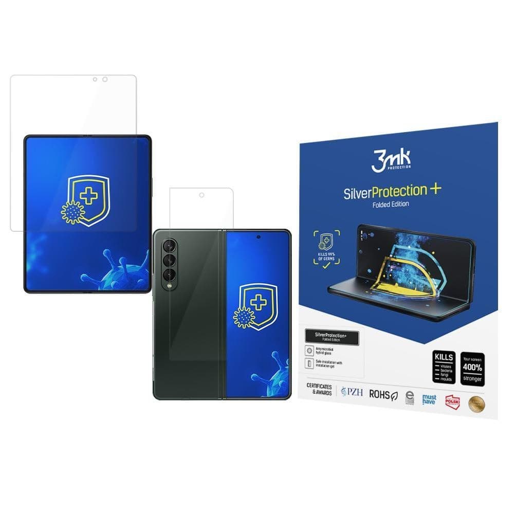 Антибактериално защитно покритие за дисплея на Samsung Galaxy Z Fold 3 - 3mk Silver Protection+ Screen Protector (прозрачен)