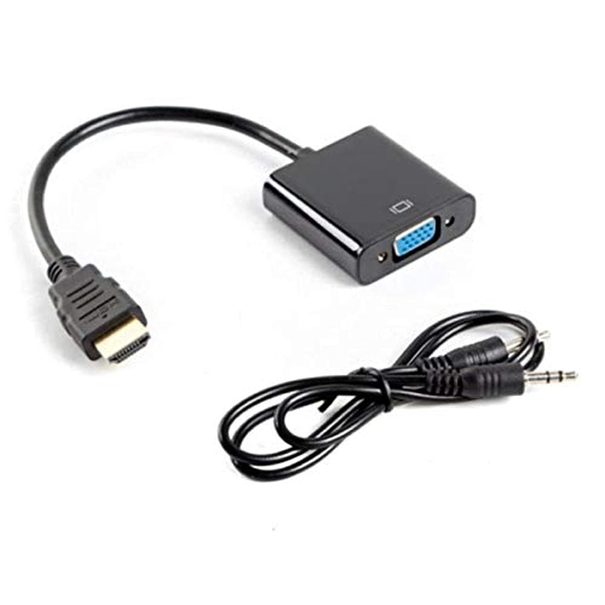 Преходник Lanberg AD-0017-BK, от HDMI(м) към VGA(ж) + AUX, черен