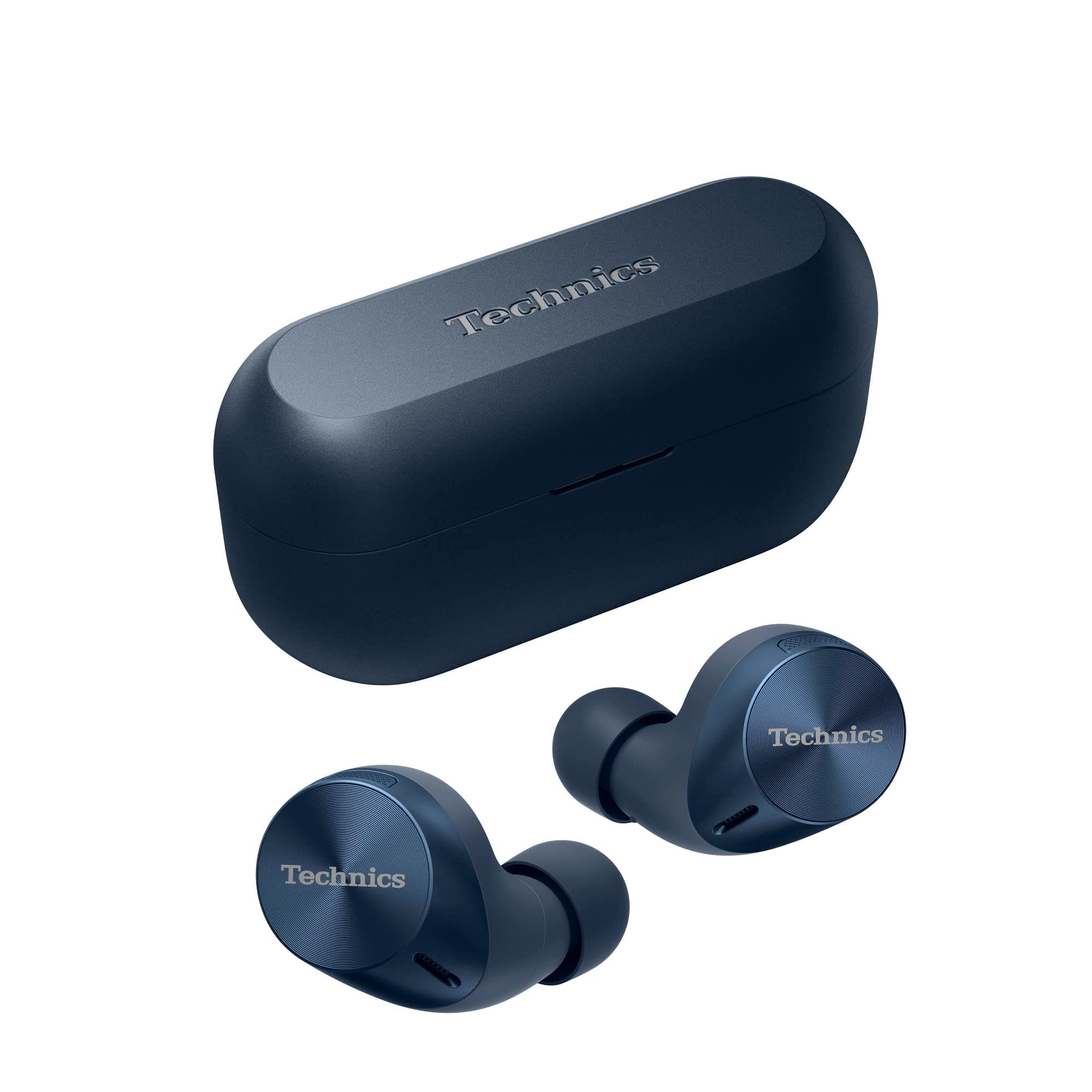 Слушалки Technics EAH-AZ60M2, безжични, Bluetooth, MEMS микрофон, хибридно шумопотискане, 8mm говорители, IPX4 защита, сини