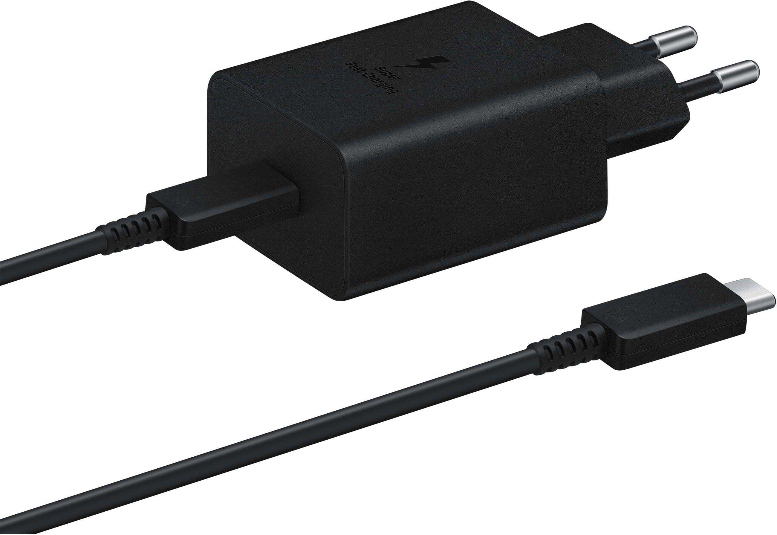 Зарядно устройство Samsung Power Adapter (EP-T4510XBEGEU), от контакт към USB-C (ж), 45W, черно