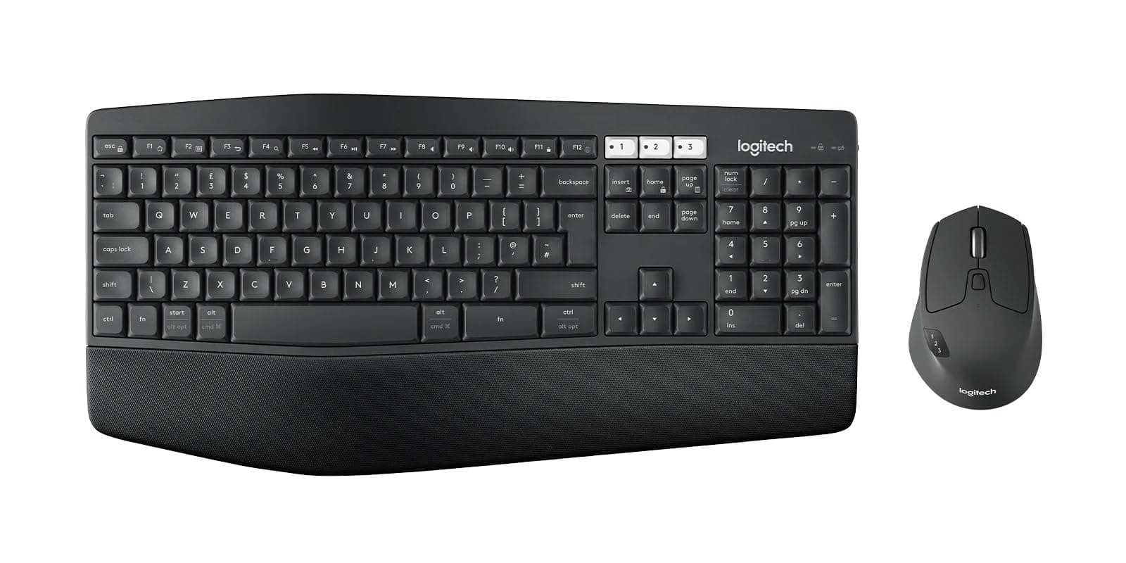 Комплект клавиатура и мишка Logitech MK850, безжични, оптична (1000 dpi), нископрофилни клавиши, извит дизайн, Bluetooth/USB, черни, US International